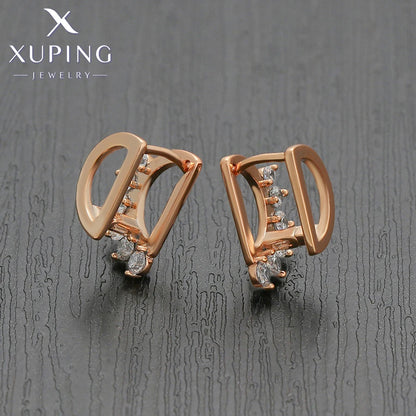 Xuping Jewelry New Arrival Round Promotion Gold Color Huggies Earrings for Women Girl Party Gift S00075729