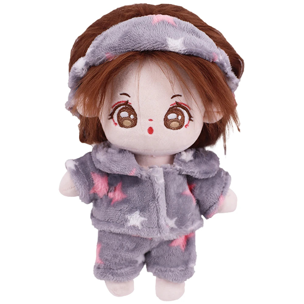 Doll Clothes For 20Cm Idol Dolls Lovely Plush Pajamas With Eye Mask Dress Stuffed Cotton Doll Toy Star EXO Clothing Accessories