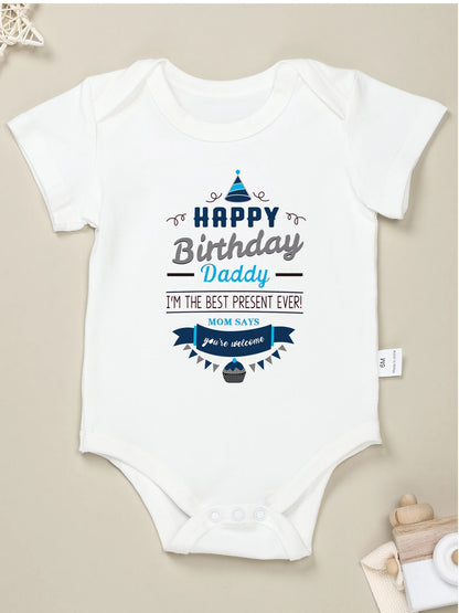 Happy Birthday Daddy! Print Baby Onesie Y2K Style Short Sleeve Comfy Summer New O Neck High Quality Hot 0-24m Newborn Bodysuit