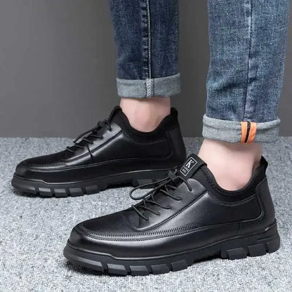 Casual Leather Shoes for Men Autumn Brand Men's Business Office Loafers Platform Mens' Soft Social Shoes Work Footwear Moccasins