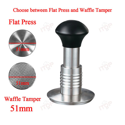 ITOP HIT Impact Force Powder Hammer 51/53/58mm Adjustable Pressure Force Tamper Stainless Steel Coffee Tamper Hammer Tools