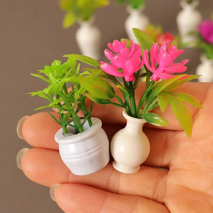 8 Styles Dollhouse Miniature New 1:12 Green Plant Finished Flower Miniature Dollhouse Decorations