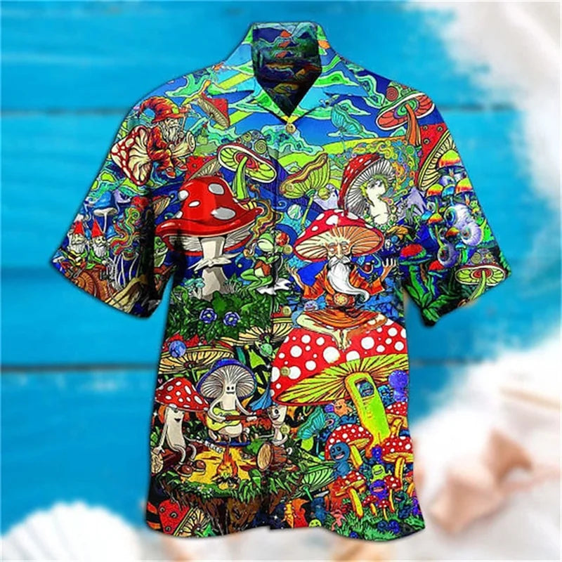 3D Men's Plant Printed Shirts Summer Street Top Comfortable and Breathable Beach Clothing Men's Outdoor Fashion Short Sleeve