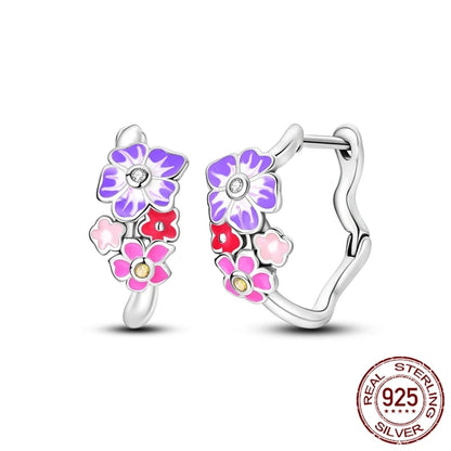 2024 925 Sterling Silver Heart Petunia Four Leaf Clover Earrings Circular Earring For Women Making Jewelry Gift For Women