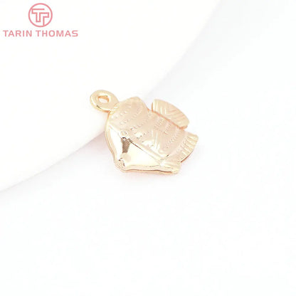 (129) 12x23MM 24K Gold Color Plated Brass Fish Charms Pendants High Quality Jewelry Accessories