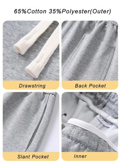 Spring Autumn Men Sweatpants Korean Fashion Sportswear Drawstring Wide Leg Straight Track Pants Cotton Casual Loose Trousers