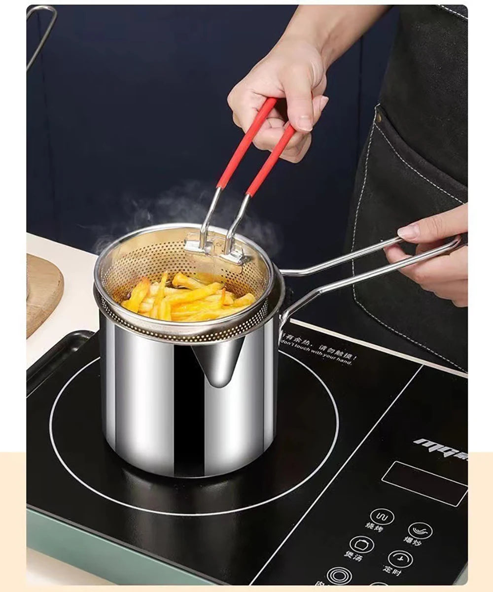 304 Stainless Steel Basket Pot Fryer Fry Deep Frying Fish Strainer French Japanese Chips Mesh Pasta Pan Wire Kitchen Turkey Onio