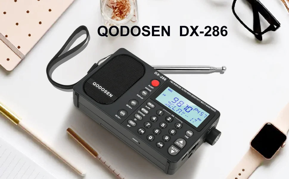 QODOSEN DX-286 Portable Radio AM/FM/LW/SW Digital World Full Band Radio with tef6686 Car Chip