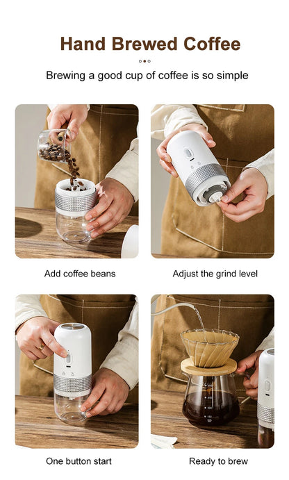 Electric Coffee Bean Grinder USB Charging Mini Coffee Bean Mill Grinder Espresso Spice Grinder for Kitchen