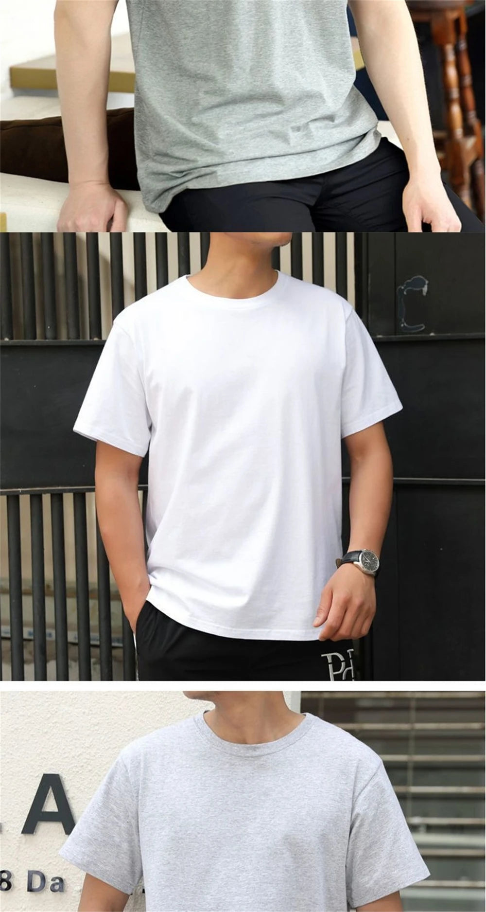 2PCS 100% Cotton Solid T Shirts Men's and Women's Short Sleeve White Tees Casual Breathable Loose Round Neck T-shirt Couple Tops