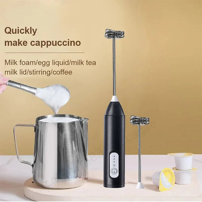 Wireless Milk Frother Electric Type-C Handheld Blender Stainless Steel Mini Coffee Maker Whisk Mixer For Coffee Cappuccino Cream