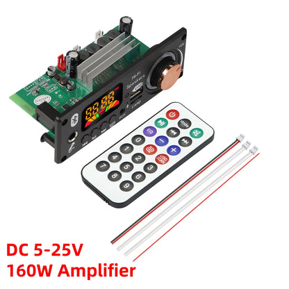 160W Amplifier Bluetooth Decoder Board DIY 12V 6.5mm Microphone FM Radio TF USB Car Audio Music Player Speakers Volume Control