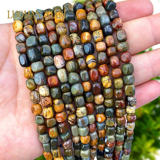 5-7MM Irregular Square Natural Stone Picasso Jasper Spacer Beads for Jewelry Making Diy Earrings Bracelet Charms Accessories