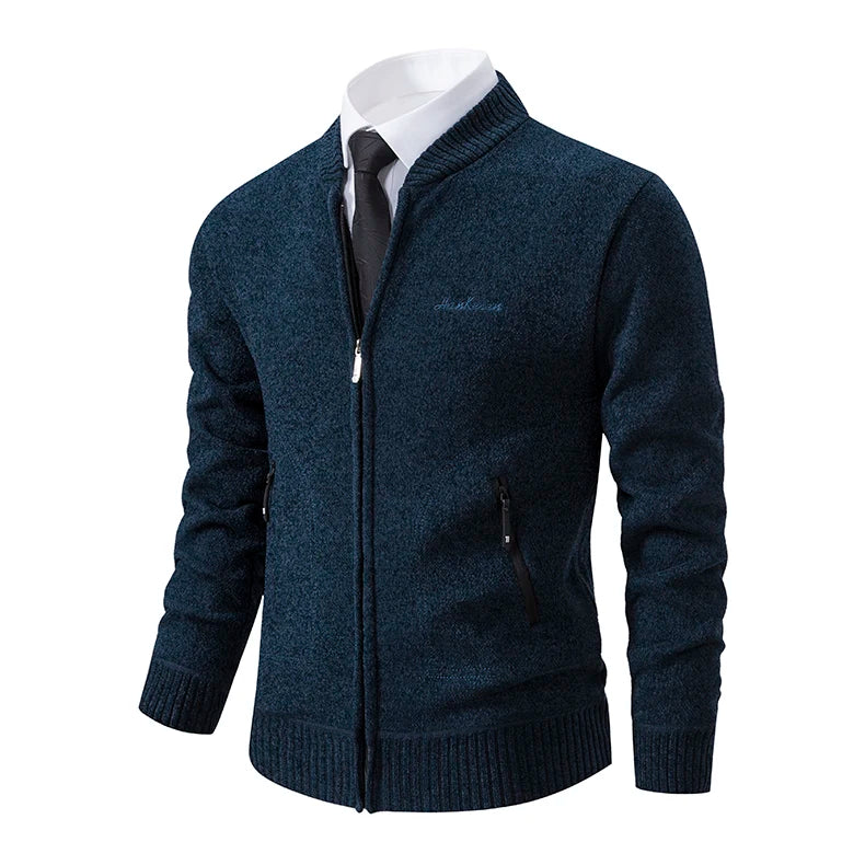 2023 Knitwear Spring and Autumn Men's Stand-up Collar Thick Warm Cardigan Sweater Winter Loose Casual Coat