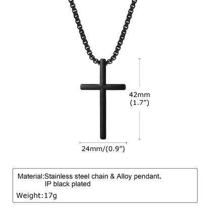 Vnox Cross Necklace for Men Women, Silver Color Plain Cross Pendant Collar with Stainless Steel Box Chain