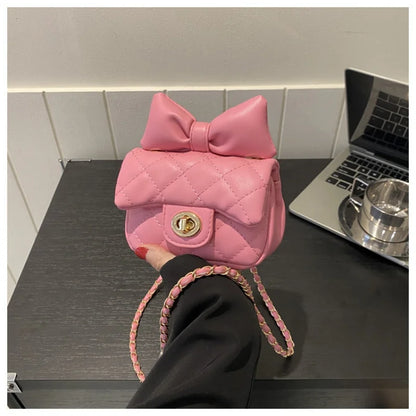 Kids Mini Designer Luxury Shoulder Bag Toddler Princess Baby Girls Pink Bow Handbag Little Girl Cute Crossbody Purse