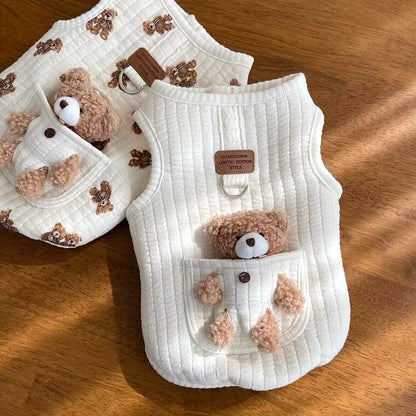 Puppy Clothes Autumn Winter Cat Fashion Desinger Vest Pet Cute Cartoon Soft Shirt Small Dog Harness Chihuahua Poodle Yorkshire