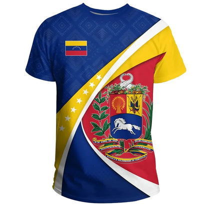 3D Printed Venezuela Flag T-shirt For Men Short Sleeve Oversize Venezuela Bandeira Tee Tops Round Neck Casual Streetwear Jersey