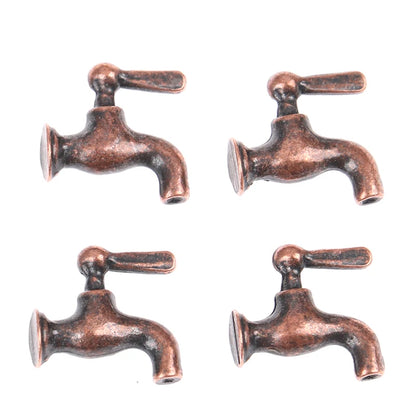 1-12pcs Dollhouse Miniature Faucet simulation model 1:12 Miniature Metal Water Tap Faucet Dollhouse Kitchen Bathroom Accessories