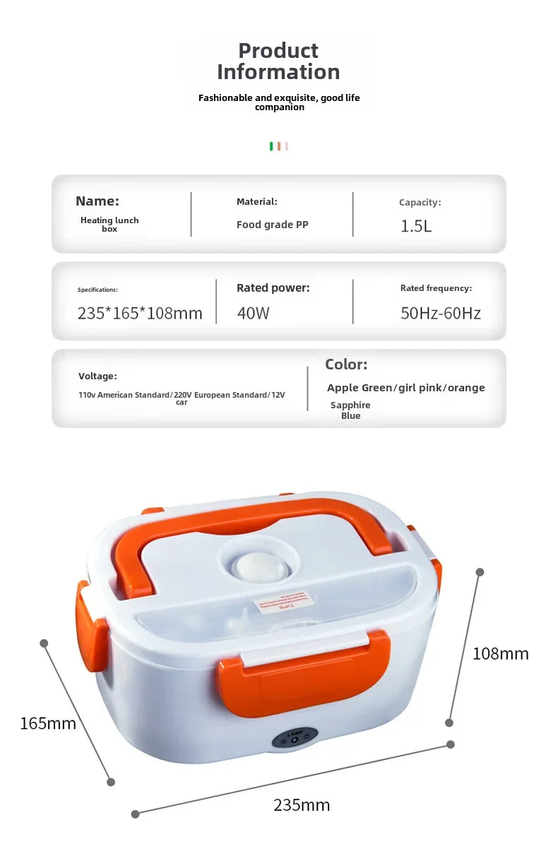 Portable Rechargeable Electric Lunch Box Heated Insulated Lunch Box Car Travel Friendly Meal Home Use Gift