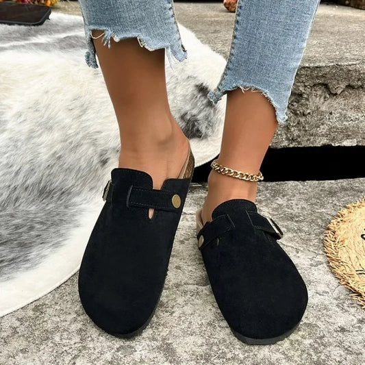 Cork Footbed Clogs for Women Men Fashion Leather Mules Comfort Potato Shoes with Arch Support Indoor Outdoor Flat Slides