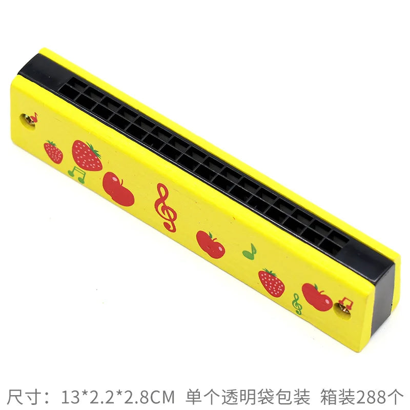 16 Holes Cute Harmonica Musical Instrument Montessori Educational Toys Cartoon Pattern Kids Wind Instrument Gift for Boy Girl