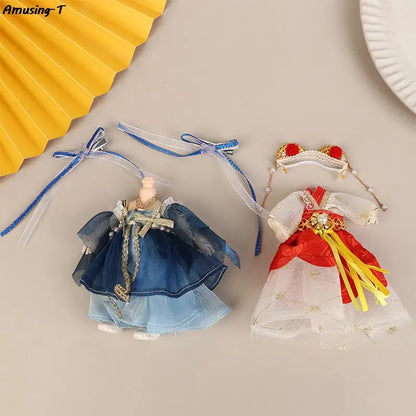 1set 16CM Chinese Style Doll Hanfu Clothing Dress Doll Ancient Costume Gown Dolls Clothes Accessories Dress Up Toys  For Girls