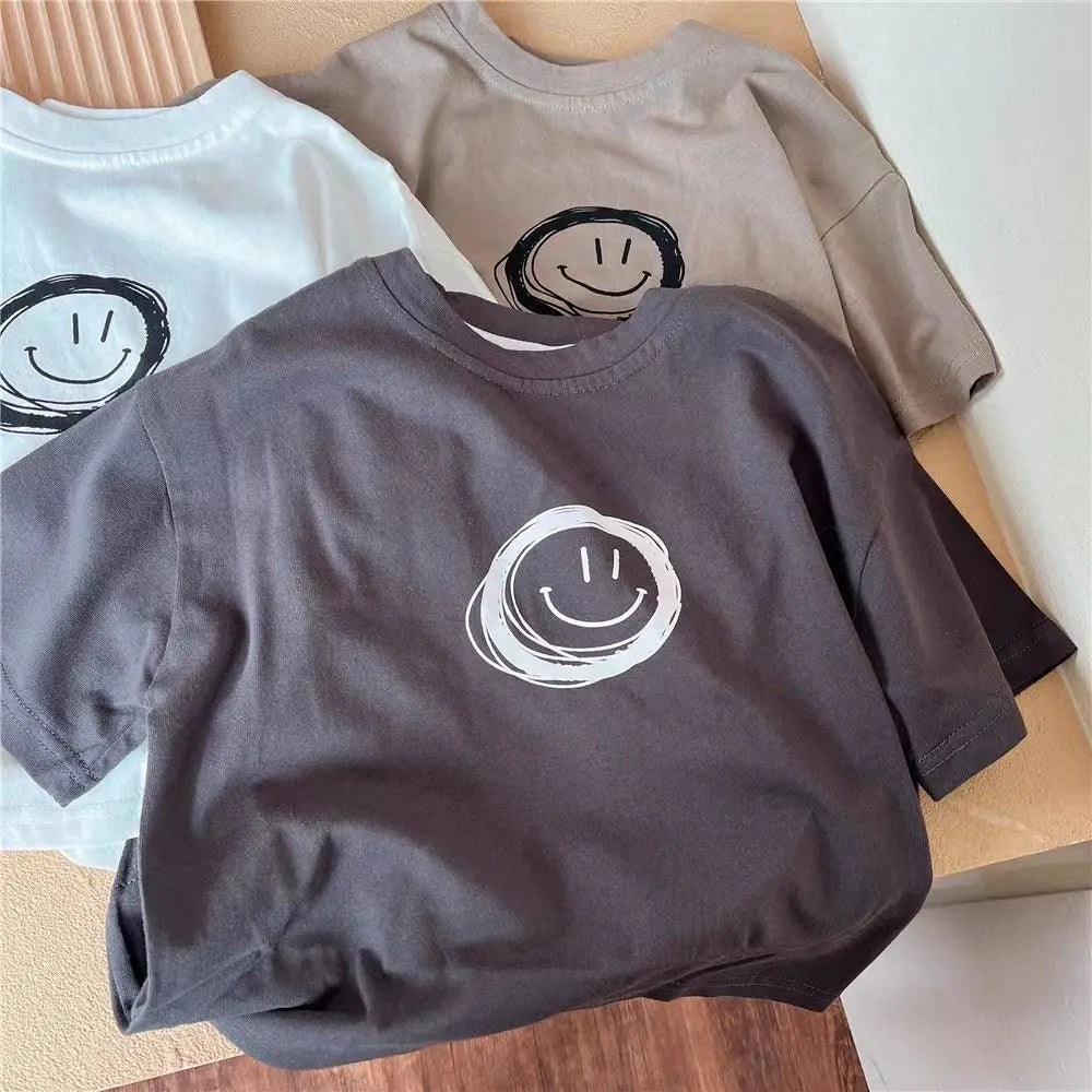 Children Simple TShirt Solid Color Versatile Short Sleeve Tops For Boys And Girls Summer New Baby Thin Cotton Bottoming Shirt