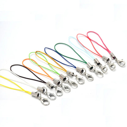 100pcs Polyester Lanyard Single Ring Lobster Clasp Rope Keychains Hooks Mobile Phone Strap Accessories Key Ring