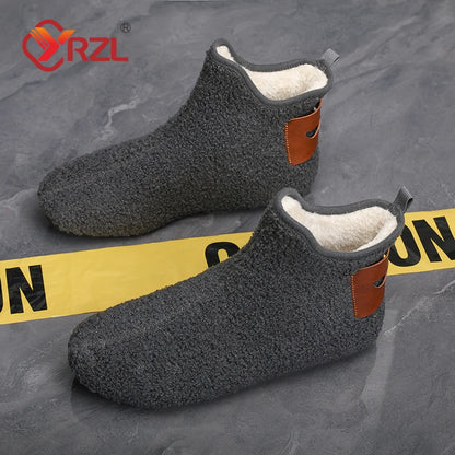 YRZL Winter Cotton Shoes Men High Top Warm Slip on Lightweight Slippers Men Plush Indoor Cotton Boots Men Winter Warm Shoes