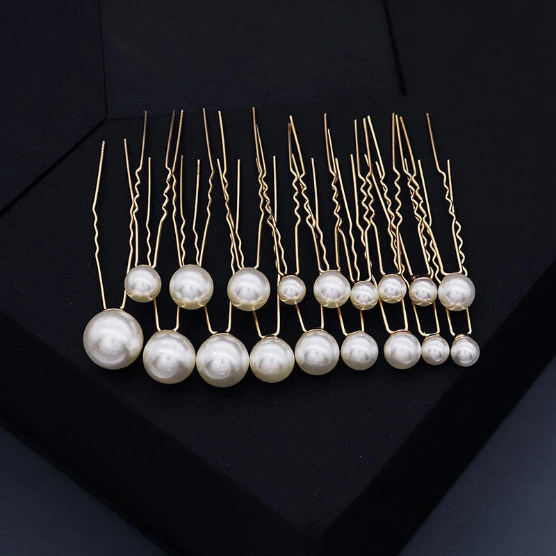 Rhinestone Hair Pins Forks Clips for Women Bridal Wedding Hair Accessories Pearl Hairpins Bride Headpiece Jewelry Gift Wholesale