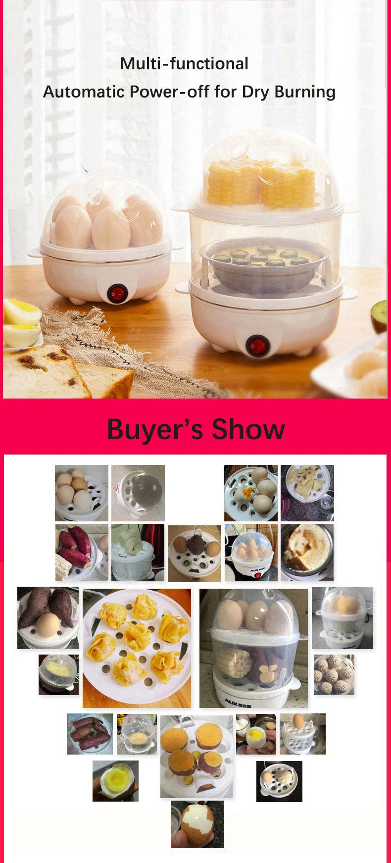 Single and double layer multifunctional egg cooker corn syrup ready-to-eat breakfast boiled egg steamer kitchen appliances