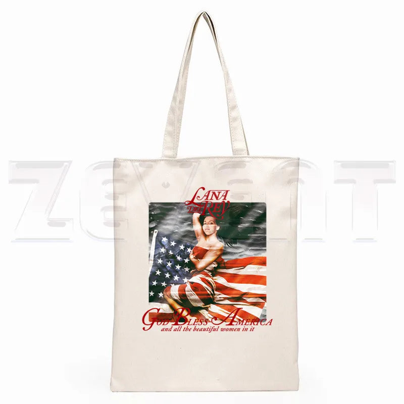 Lana Del Rey LOGO Printed Graphic Hipster Cartoon Print Shopping Bags Girls Fashion Casual Pacakge Hand Bag