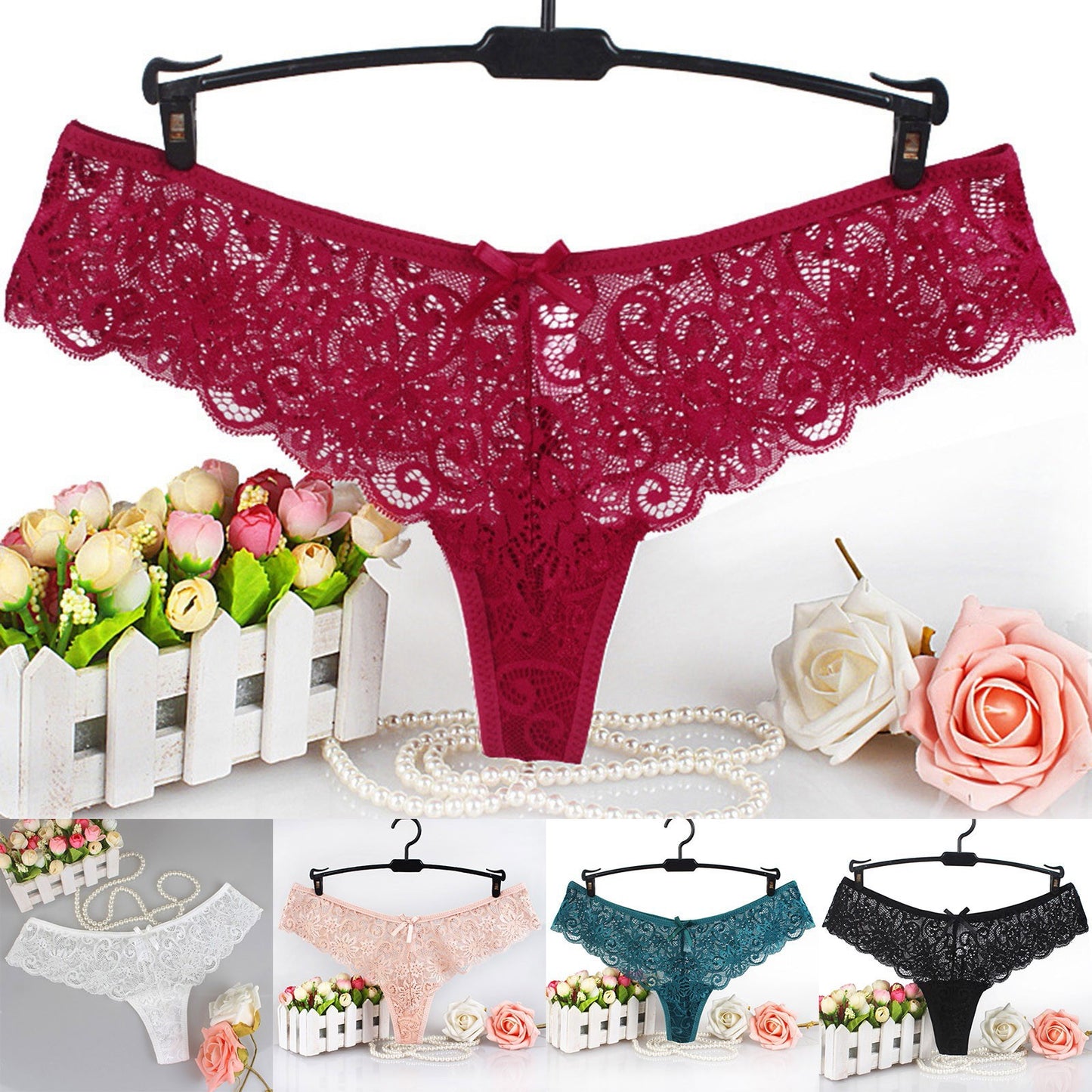 Women Lace Sexy T Pants Low Waist Panties Thong Female Underwear Exquisite Crotchless Shorts Sexy Lace Low-Rise G-String стринги