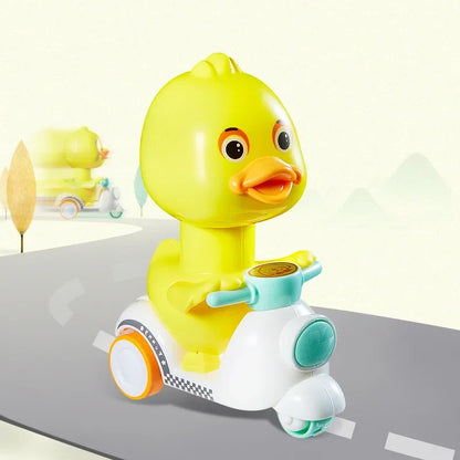 Cute Little Yellow Duck Car Inertia Squeeze Drive Funny Cars Baby Clockwork Boy Girl Toys Children's Toy 360 Degree Rotating