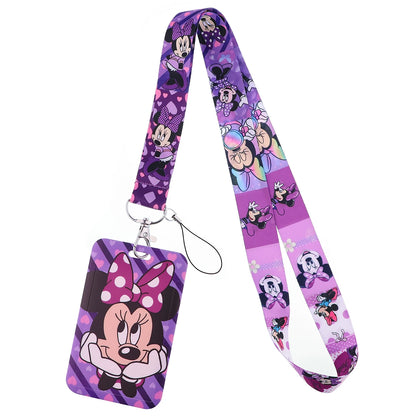 Mickey Minnie Strap Lanyard for Keys Keychain Badge Holder ID Credit Card Pass Hang Rope Lariat Mobile Phone Charm Accessories