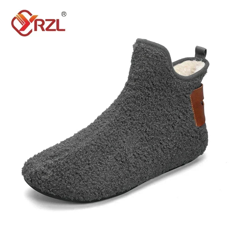 YRZL Winter Cotton Shoes Men High Top Warm Slip on Lightweight Slippers Men Plush Indoor Cotton Boots Men Winter Warm Shoes