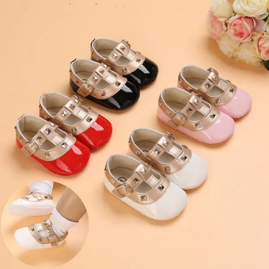 HAIZHIW 0-18Months Sweet Newborns Fashion Solid Color Casual Shoes Princess Shoes Soft-soled Sneakers 0-18 M Walking Shoes