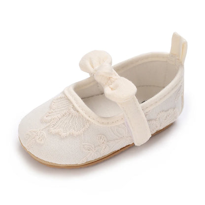 HAIZHIW 0-18 Months Cute White Lace Baby Girl Princess shoes Baby Shoes Bow Fringe Rubber Soled Non-slip Footwear Crib Shoes