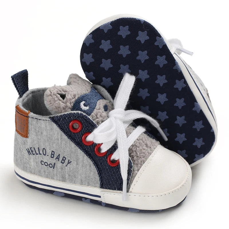 Classic Baby Shoe Boy Girl Baby Cute Animal Face Casual Flat Sneaker First Baby Ankle Boot Cotton Non-slip Warm Walking Shoes