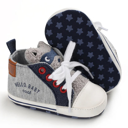 Classic Baby Shoe Boy Girl Baby Cute Animal Face Casual Flat Sneaker First Baby Ankle Boot Cotton Non-slip Warm Walking Shoes