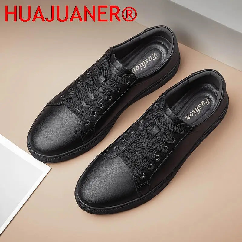 Men's Genuine Leather Casual Shoes Black Sneakers Men Autumn Shoes Man Fashion New Arrival Handmade Outdoor Leisure Walk Flats