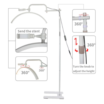 Andoer HD-M6X Half-moon Fill Light 36W Floor LED Video Light 3200K-5600K Dimmable with 180cm Stand for Makeup Live Streaming