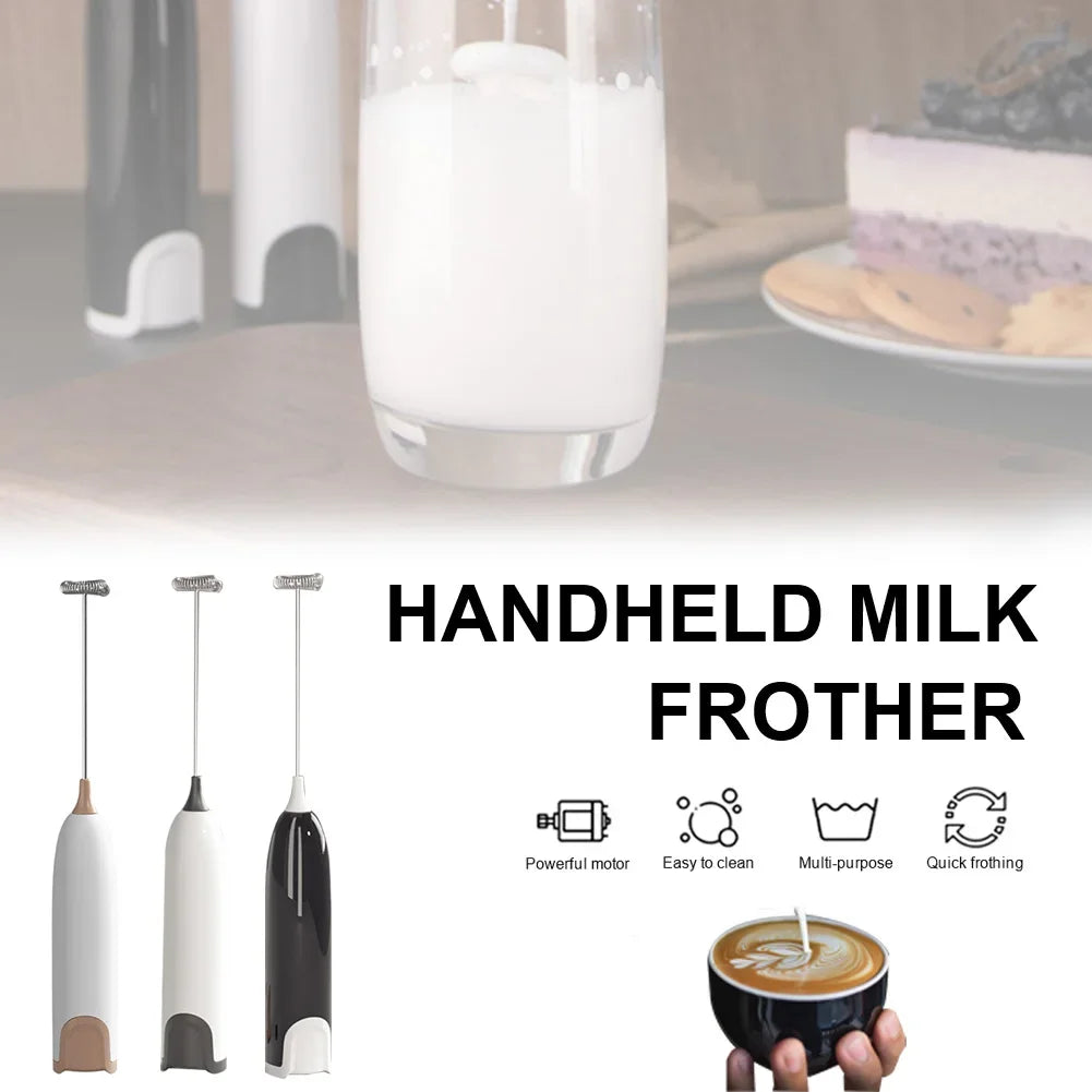 Electric Foam Maker Battery Operated Stainless Steel Whisk Drink Mixer for Latte Cappuccino Hot Chocolate Milk Frother Handkeld