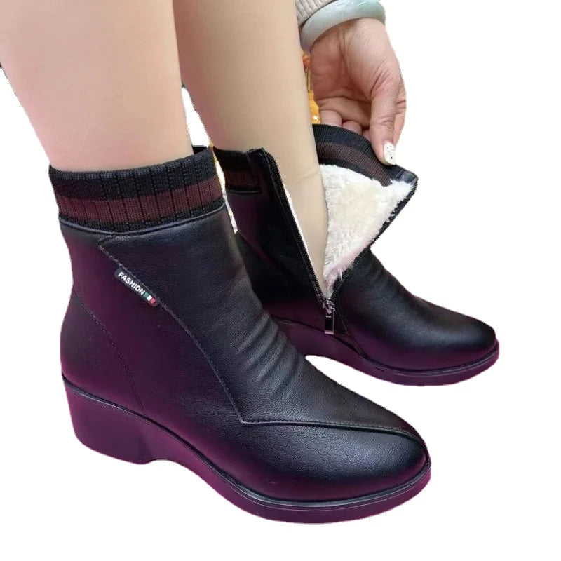 Red Women's Short Boots 2023 Winter Warm Platform Boots High Quality Women Rome Shoes Anti-slip and Wear-resistant Modern Boots