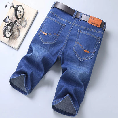 2024 Summer Men'S Thin Slim-Fit Denim Shorts Business Casual Fashion All-Match Stretch Loose Cropped Trousers Male Brand Jeans