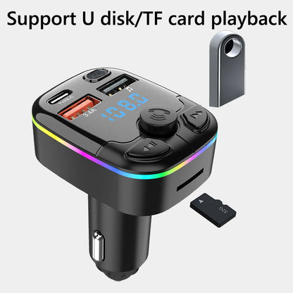 Wireless FM Transmitter Support TF Card U Disk Music Car MP3 Player Dual USB Type C Car Charger Phone Charger Handsfree Car Kit