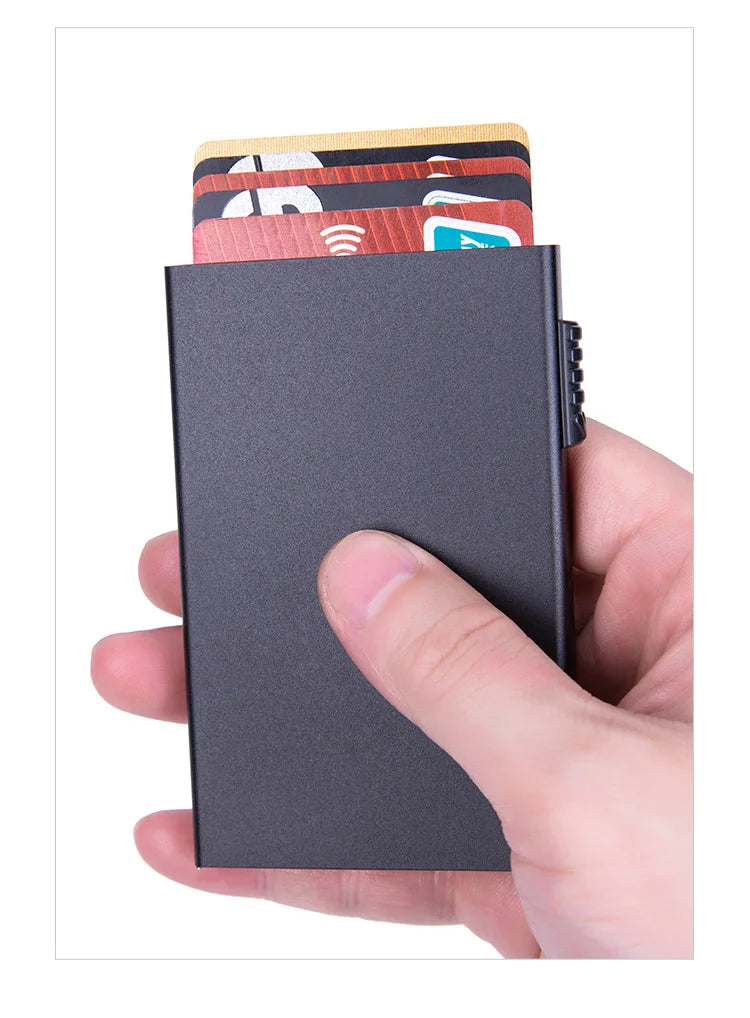 Magic ID Bank Credit Card Holder Smart Wallets Men Unisex ID Cardholder Case Metal Thin Slim Pop Up Aluminium Minimalist Wallet