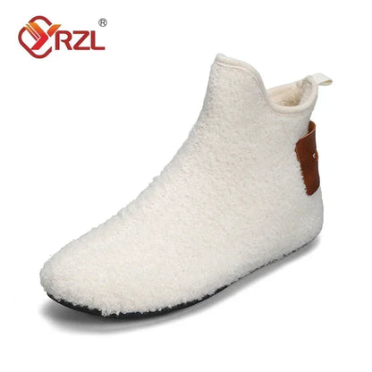 YRZL Winter Cotton Shoes Men High Top Warm Slip on Lightweight Slippers Men Plush Indoor Cotton Boots Men Winter Warm Shoes