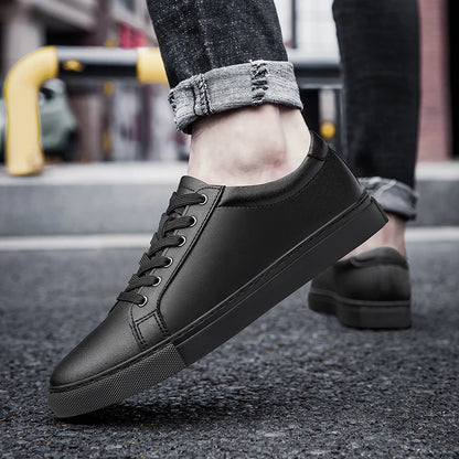 Men's Genuine Leather Casual Shoes Black Sneakers Men Autumn Shoes Man Fashion New Arrival Handmade Outdoor Leisure Walk Flats